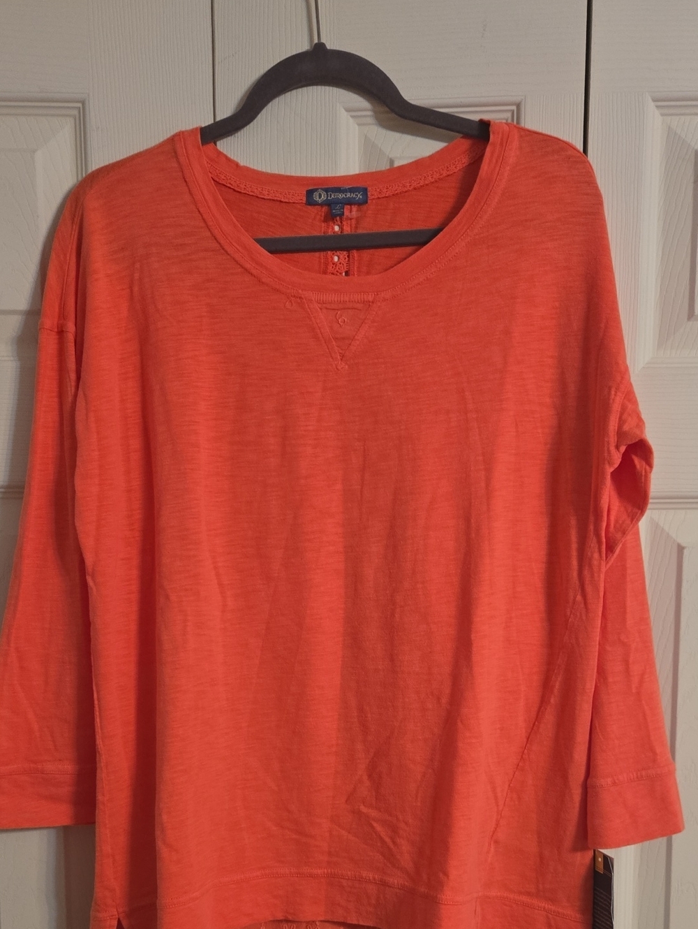 Democracy Bright Coral Long Sleeve Top